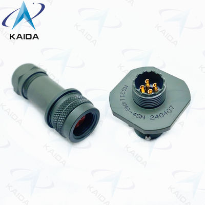 Connecteur miniature en alliage d'aluminium avec 4 contacts de soudure, finition au cadmium vert olive MS3114M8-4SN
