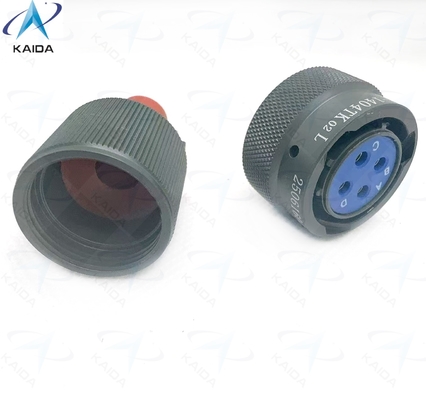 Connecteur électrique circulaire sécurisé et durable -55C à 125C pour applications industrielles, Y50EX-1404TK02L, Fiche de la série Y50EX avec serre-câble droit, anodisé olive drab