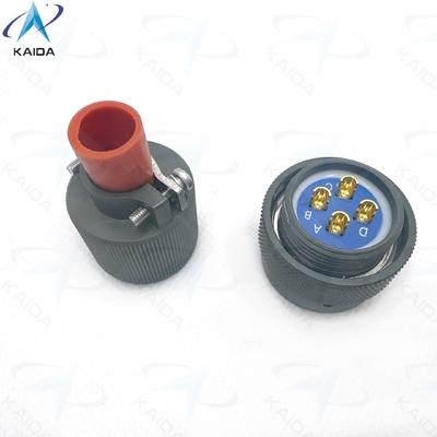Connecteur électrique circulaire sécurisé et durable -55C à 125C pour applications industrielles, Y50EX-1404TK02L, Fiche de la série Y50EX avec serre-câble droit, anodisé olive drab