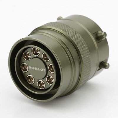 Connecteur circulaire personnalisé en aluminium MIL DTL 38999 avec 8 broches applicables aux contacts RF.J599-T-21-8-JC400