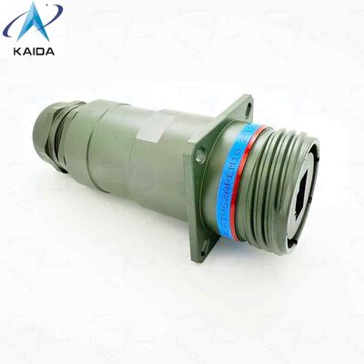 Connecteur RJ45 RJFTV62APEM1G conforme RoHS. Capot arrière IP68, presse-étoupe métallique. Coque en aluminium - Placage cadmium vert olive