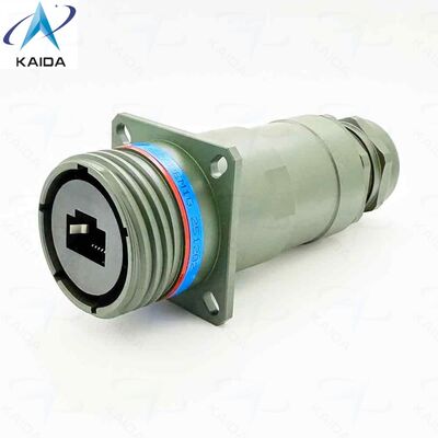 Connecteur RJ45 RJFTV62APEM1G conforme RoHS. Capot arrière IP68, presse-étoupe métallique. Coque en aluminium - Placage cadmium vert olive