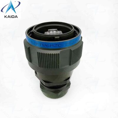 RJFTV6MG Olive Green Finition Cadmium. Connecteur avec presse-étoupe métallique. Mécanisme de couplage à filetage Tri Start (type MIL-DTL-38999 série III) avec dispositif anti-désaccouplement - Taille de coque 19